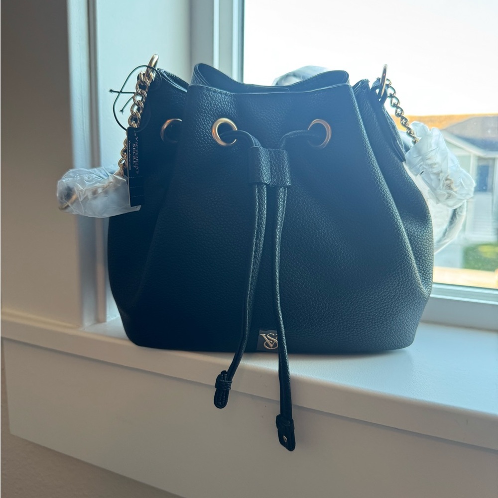 Black Drawstring Mini Bucket Bag